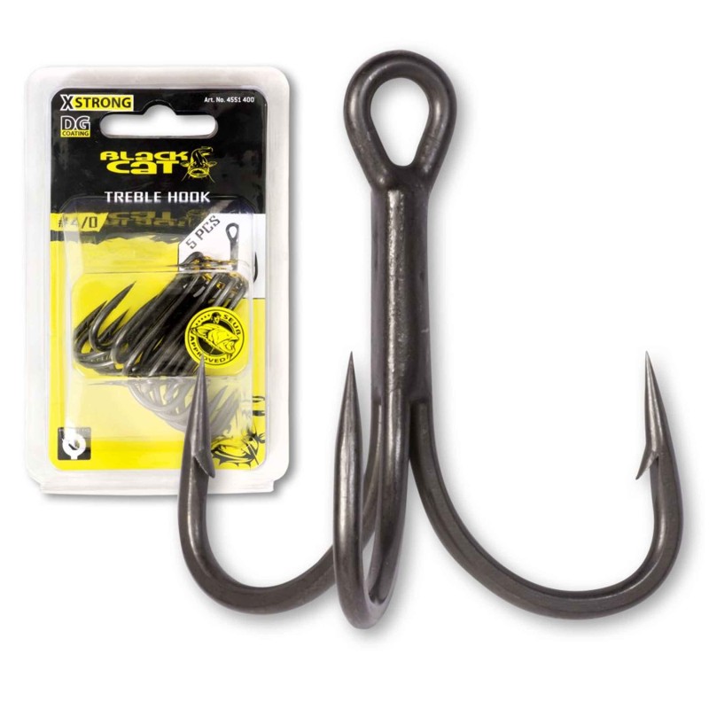 Ancora Black Cat No.1/0 Curved Point Treble Hook DG Coating