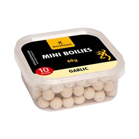 Boilies Browning Mini Boilie pre-drilled white/nature Garlic 10mm